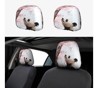 CNTDBU Panda Cherry Blossom Car Headrest Cover 2 Pack-Stretchable Soft Seat Cushion Protector for Cars, Universal Fit Headrest Covers for Truck SUV