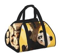 CNTDBU Panda Climb Tree Firewood Carrier Bag-Heavy Duty Canvas Log Tote, Waterproof Wood Hauler with Padded Handles