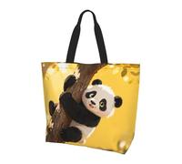 CNTDBU Panda Climb Tree Large Shoulder Tote Bag for Women-Lightweight Waterproof Shopping Bag, Reusable Grocery Tote with Inner Pocket for Work Travel