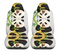 CNTDBU Panda Eat Bamboo Car Seat Covers 2 Pack-Universal Fit Front Seat Protector for Auto SUV Truck, Breathable Fabric with Elastic Bottom