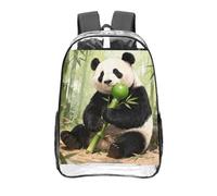 CNTDBU Panda Eat Bamboo Clear Backpack 16 Inch Heavy Duty-Stadium Approved Transparent PVC Bookbag, Reinforced Bottom Travel Daypack Unisex