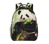 CNTDBU Panda Eat Bamboo Lightweight Casual Rucksack for Adults-Large Capacity Travel Daypack with Padded Straps, Water Resistant Commuter Bag