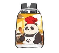 CNTDBU Panda Firefighter Hose Clear Backpack 16 Inch Heavy Duty-Stadium Approved Transparent PVC Bookbag, Reinforced Bottom Travel Daypack Unisex
