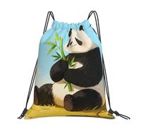 CNTDBU Panda Hold Bamboo Large Cinch Sack Bag-Waterproof Lightweight Rucksack For Gym Sports, Casual Drawstring Backpack For Travel Hiking