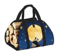 CNTDBU Panda Moon Night Firewood Carrier Bag-Heavy Duty Canvas Log Tote, Waterproof Wood Hauler with Padded Handles