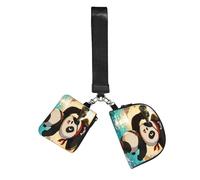 CNTDBU Panda Pirate Eye Wristlet Keychain Wallet For Women-Small Wrist Bag For Keys Cards, 2 Pack Zip Pouch For Running Gym Travel, Outdoor Sports
