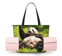 CNTDBU Panda Roll Grass Women's Yoga Bag-Large Gym Tote with Yoga Mat Holder, Lightweight Shoulder Bag for Workout Travel Beach