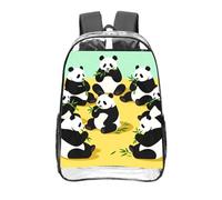 CNTDBU Pandas that eat bamboo Clear Backpack 16 Inch Heavy Duty-Stadium Approved Transparent PVC Bookbag, Reinforced Bottom Travel Daypack Unisex