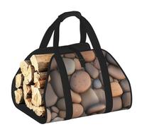 CNTDBU Pebbles in the Beach Firewood Carrier Bag-Heavy Duty Canvas Log Tote, Waterproof Wood Hauler with Padded Handles