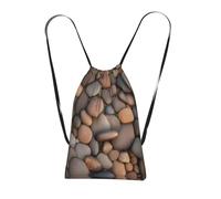 CNTDBU Pebbles in the beach Foldable Drawstring Rucksack-Lightweight Packable Reusable Shopping Bag for Travel, Compact Pocket Sling Backpack for Camping Gym