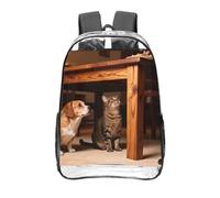 CNTDBU Pets Under Table Clear Backpack 16 Inch Heavy Duty-Stadium Approved Transparent PVC Bookbag, Reinforced Bottom Travel Daypack Unisex