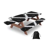 CNTDBU Piano Keyboard Keys Picnic Table Cover 72in-Waterproof Bench Covers Set for Camping, Elastic Edge Tablecloth for Outdoor BBQ