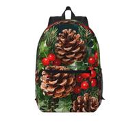 CNTDBU Pinecone Holly Berries 17 Inch Backpack-Lightweight Travel Daypack with Pockets