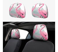 CNTDBU Pink Flamingo Car Headrest Cover 2 Pack-Stretchable Soft Seat Cushion Protector for Cars, Universal Fit Headrest Covers for Truck SUV