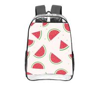 CNTDBU Pink watermelon Clear Backpack 16 Inch-Transparent PVC Stadium Approved Bag, Custom All-Over Print Front Pocket, Lightweight Travel Daypack Unisex