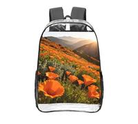 CNTDBU Poppy fields Clear Backpack 16 Inch Heavy Duty-Stadium Approved Transparent PVC Bookbag, Reinforced Bottom Travel Daypack Unisex