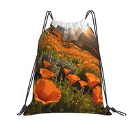 CNTDBU Poppy Fields Large Cinch Sack Bag-Waterproof Lightweight Rucksack For Gym Sports, Casual Drawstring Backpack For Travel Hiking