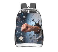 CNTDBU Punch Break Wall Clear Backpack 16 Inch Heavy Duty-Stadium Approved Transparent PVC Bookbag, Reinforced Bottom Travel Daypack Unisex
