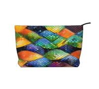 CNTDBU Rainbow Fish Scale Corduroy Makeup Bag with Zipper, Cosmetic Pouch for Travel, Toiletries and Daily Use