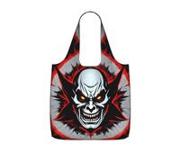CNTDBU Red and Black Evil Ghost Packaway Shopping Tote-Lightweight Reusable Foldable Bag for Groceries, 25L Travel Rucksack with Drawstring for Work Gym