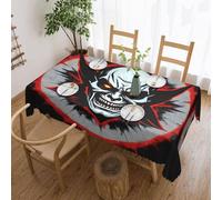 CNTDBU Red and Black Evil Ghost Scalloped Edge Tablecloth 54x72-Waterproof Stain Resistant Wrinkle Free Cover, Square Table Cloth for Dining Party