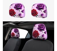 CNTDBU Red and purple roses Car Headrest Cover 2 Pack-Stretchable Soft Seat Cushion Protector for Cars, Universal Fit Headrest Covers for Truck SUV
