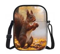 CNTDBU Red Squirrel Small Crossbody Bag-Lightweight Zip Purse for Women, Waterproof Casual Sling Bag for Travel Phone Wallet