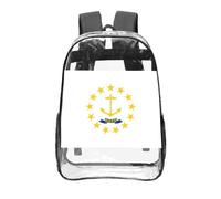 CNTDBU Rhode Island State Flag Clear Backpack 16 Inch-Transparent PVC Stadium Approved Bag, Custom All-Over Print Front Pocket, Lightweight Travel Daypack Unisex