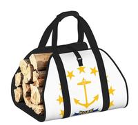 CNTDBU Rhode Island State Flag Firewood Carrier Bag-Heavy Duty Canvas Log Tote, Waterproof Wood Hauler with Padded Handles