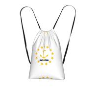 CNTDBU Rhode Island State Flag Foldable Drawstring Rucksack-Lightweight Packable Reusable Shopping Bag for Travel, Compact Pocket Sling Backpack for Camping Gym