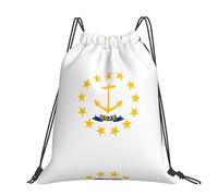 CNTDBU Rhode Island State Flag Large Cinch Sack Bag-Waterproof Lightweight Rucksack For Gym Sports, Casual Drawstring Backpack For Travel Hiking