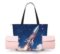 CNTDBU Rocket Flag Progress Women's Yoga Bag-Large Gym Tote with Yoga Mat Holder, Lightweight Shoulder Bag for Workout Travel Beach