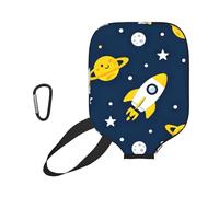 CNTDBU Rockets and Planets Pickleball Paddle Cover-Neoprene Paddle Case with Mesh Pocket, Carabiner for Gym Bag