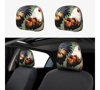 CNTDBU Rooster and Chicken Car Headrest Cover 2 Pack-Stretchable Soft Seat Cushion Protector for Cars, Universal Fit Headrest Covers for Truck SUV