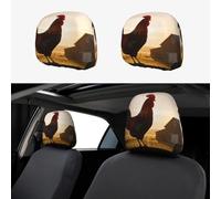 CNTDBU Rooster Farm Silhouette Car Headrest Cover 2 Pack-Stretchable Soft Seat Cushion Protector for Cars, Universal Fit Headrest Covers for Truck SUV