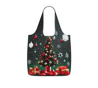 CNTDBU Round Ball Christmas Tree Packaway Shopping Tote-Lightweight Reusable Foldable Bag for Groceries, 25L Travel Rucksack with Drawstring for Work Gym