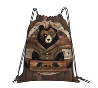 CNTDBU Rustic Lodge Bear Large Cinch Sack Bag-Waterproof Lightweight Rucksack For Gym Sports, Casual Drawstring Backpack For Travel Hiking