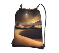 CNTDBU Sahara Desert Drawstring Backpack with Zip-Waterproof Lightweight Daypack for Gym Sports, Adjustable Cinch Bag for Travel Hiking