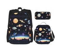 CNTDBU Saturn Jupiter Earth Backpack Lunch Bag Pouch Set-3 in 1 Travel Bag for Commuters, Insulated Lunch Tote for Work with Laptop Sleeve