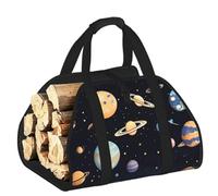 CNTDBU Saturn Jupiter Earth Firewood Carrier Bag-Heavy Duty Canvas Log Tote, Waterproof Wood Hauler with Padded Handles