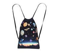 CNTDBU Saturn Jupiter Earth Foldable Drawstring Rucksack-Lightweight Packable Reusable Shopping Bag for Travel, Compact Pocket Sling Backpack for Camping Gym