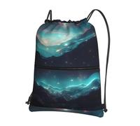 CNTDBU Science Fiction Stars Drawstring Backpack with Zip-Waterproof Lightweight Daypack for Gym Sports, Adjustable Cinch Bag for Travel Hiking