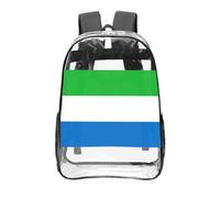 CNTDBU Sierra Leone flag Clear Backpack 16 Inch-Transparent PVC Stadium Approved Bag, Custom All-Over Print Front Pocket, Lightweight Travel Daypack Unisex