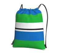 CNTDBU Sierra Leone flag Drawstring Backpack with Zip-Waterproof Lightweight Daypack for Gym Sports, Adjustable Cinch Bag for Travel Hiking