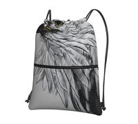 CNTDBU Sketching an eagle Drawstring Backpack with Zip-Waterproof Lightweight Daypack for Gym Sports, Adjustable Cinch Bag for Travel Hiking