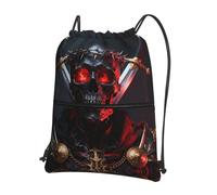 CNTDBU Skull Crown Drawstring Backpack with Zip-Waterproof Lightweight Daypack for Gym Sports, Adjustable Cinch Bag for Travel Hiking