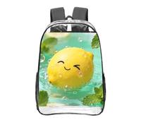 CNTDBU Smiling Lemon Clear Backpack 16 Inch Heavy Duty-Stadium Approved Transparent PVC Bookbag, Reinforced Bottom Travel Daypack Unisex