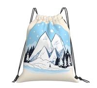 CNTDBU Snow-Capped Mountains Large Cinch Sack Bag-Waterproof Lightweight Rucksack For Gym Sports, Casual Drawstring Backpack For Travel Hiking