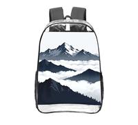 CNTDBU Snow Mountain Peak Clear Backpack 16 Inch Heavy Duty-Stadium Approved Transparent PVC Bookbag, Reinforced Bottom Travel Daypack Unisex