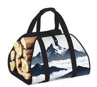 CNTDBU Snow Mountain Peak Firewood Carrier Bag-Heavy Duty Canvas Log Tote, Waterproof Wood Hauler with Padded Handles